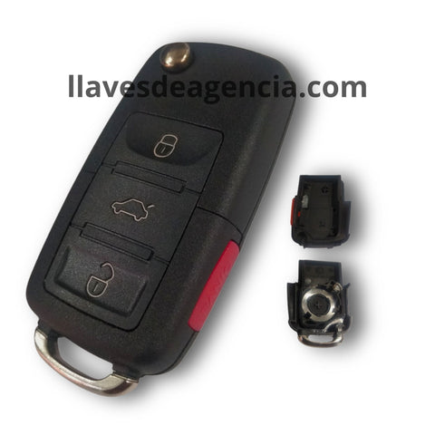 Carcasa abatible 4 botones para llave VW Jetta, Tiguan, Polo, Passat, Golf, Bora y Beetle, repuesto de calidad original