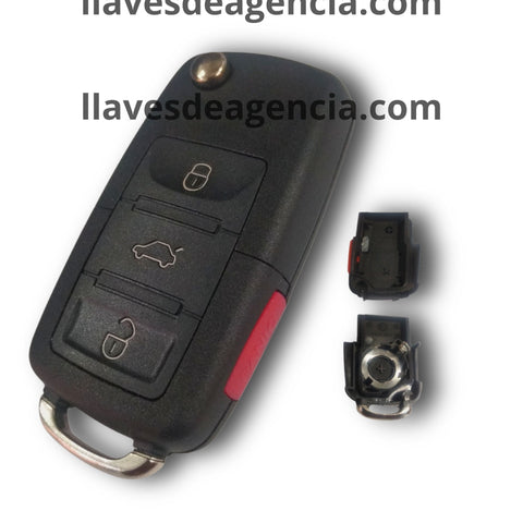 Carcasa abatible 4 botones para llave VW Polo, Golf, Passat, Jetta, Beetle, Eos, GTI, Touareg, Tiguan y CC, repuesto original
