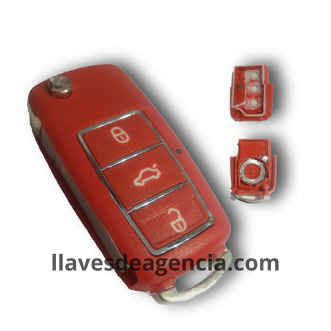 Carcasa abatible impermeable color rosa/naranja para llave Volkswagen Jetta, Golf, Polo y Vento 2002-2022, protección contra agua