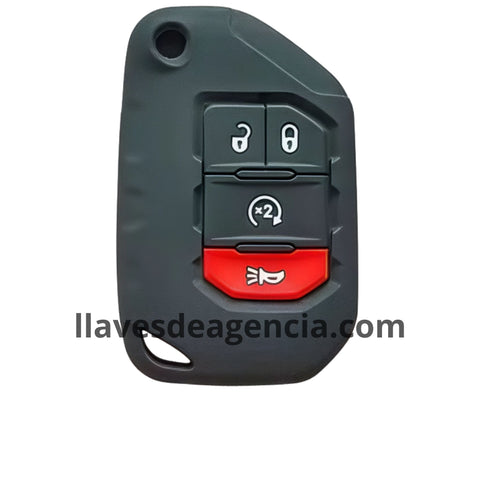 Funda protector silicón llave navaja abatible flip 4 botones Chrysler Jeep Dodge cerrar abrir cajuela arranque remoto negro calidad horno antiderrapante