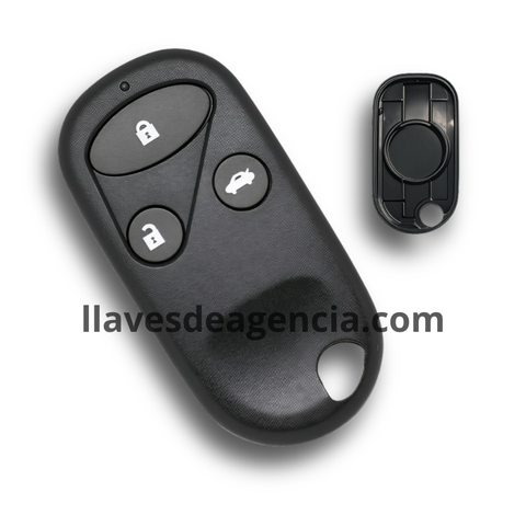 Carcasa de reemplazo para control remoto Honda Civic, Jazz, CR-V, FR-V, Accord, Legend, diseño de 3 botones: abrir, cerrar y cajuela, sin pánico, batería en el centro de la tapa trasera