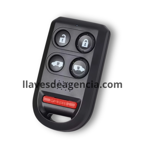 Carcasa de reemplazo para control remoto tipo llavero Honda Odyssey 2005-2010, diseño de 5 botones: abrir, cerrar, puerta lateral izquierda corrediza, puerta lateral derecha corrediza y pánico, sin botón de cajuela, sin llave integrada, cuelga como llavero