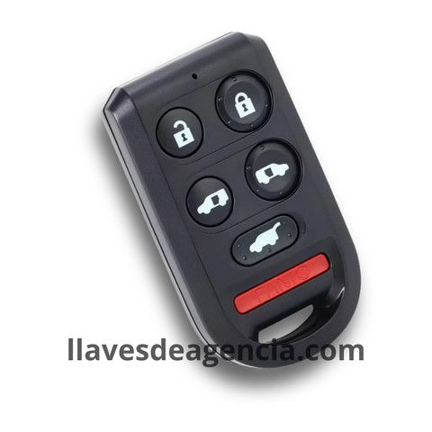 Carcasa de reemplazo para control remoto tipo llavero Honda Odyssey 2005-2010, diseño de 6 botones: abrir, cerrar, puerta lateral izquierda corrediza, puerta lateral derecha corrediza, cajuela y pánico, sin llave integrada, cuelga como llavero
botones: lock, unlock, puerta izquierda, puerta derecha corredizas, cajuela y pánico, no incluye botonera interna