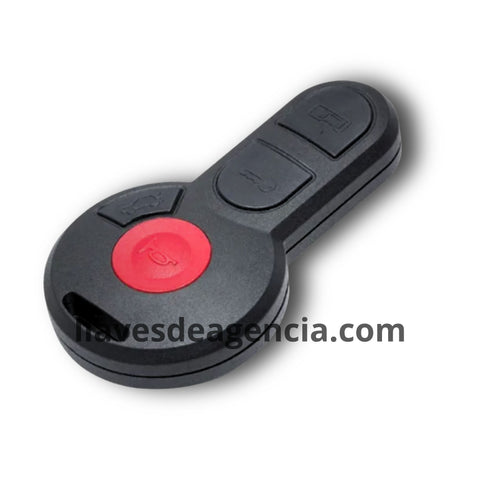 Carcasa de repuesto para control remoto tipo llavero Volkswagen Jetta Beetle Cabrio Golf Passat 1993-2002 con 4 botones abrir cerrar cajuela y pánico con círculo rojo, cierre por clip a presión