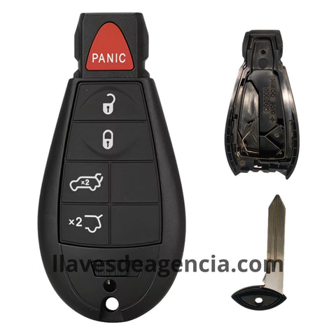 Carcasa hueca premium llave 5 botones Chrysler Town Country Dodge Grand Caravan Journey Ram Jeep 2008-2017 abrir cerrar pánico cajuela cristal trasero sin electrónica