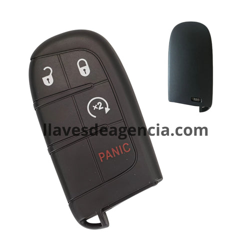 Carcasa de reemplazo para llave 4 botones Dodge Journey Charger Challenger Dart Chrysler 300 300C Jeep Renegade Compass Fiat 500 500L 500X Toro 2011-2020 abrir cerrar pánico arranque remoto con lámina virgen