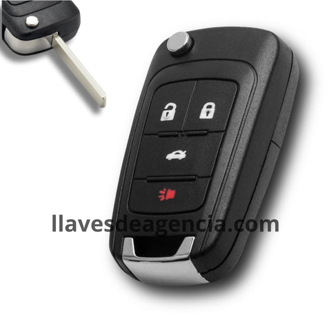 Carcasa llave abatible tipo navaja flip Chevrolet Camaro Malibu Sonic 4 botones cerrar abrir cajuela pánico, plástico ABS resistente, diseño compacto moderno, repuesto compatible sin programación