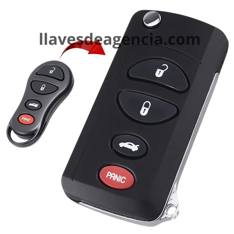 Carcasa llave abatible tipo navaja 4 botones base metal Chrysler Sebring Concorde Dodge Stratus Viper Neon Jeep Liberty une llave y control remoto en una pieza elegante discreta protege llave escondida flip