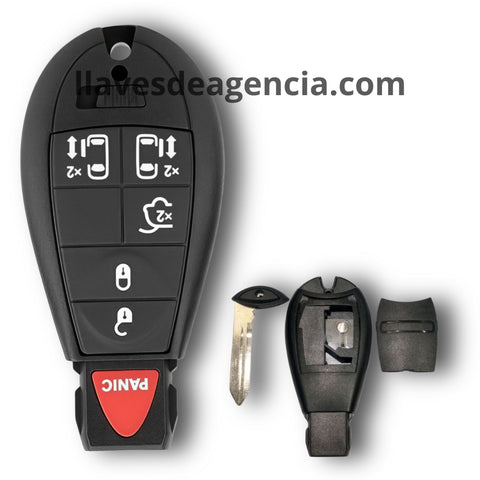 Carcasa llave control remoto Fobik 6 botones Chrysler Town Country Dodge Grand Caravan Durango VW Routan 2008-2015 abrir cerrar pánico cajuela puertas corredizas izquierda derecha con lámina virgen