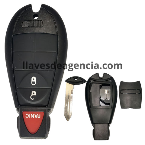 Carcasa llave Fobik Dodge Magnum Charger Challenger Ram 1500 2500 3500 Grand Caravan Journey Chrysler 300 Town Country 2008 2012 repuesto reemplazo incluye lamina virgen facil instalacion protege componentes