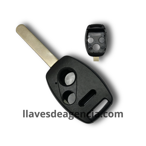 Carcasa llave Honda 3 botones compatible City CR-V Fit Insight Odyssey Pilot Ridgeline 2005-2015, cerrar abrir pánico, incluye llave virgen botones de goma y tornillos, repuesto premium