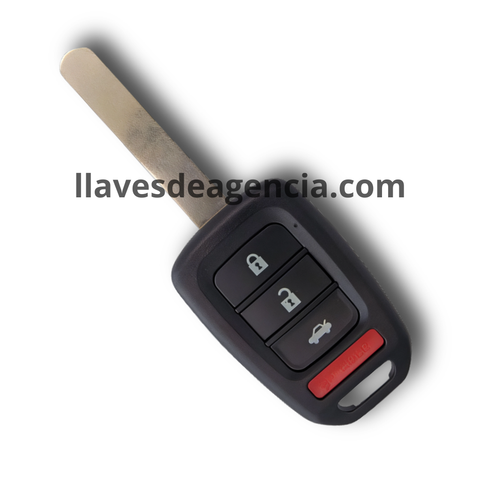 Carcasa de reemplazo para llave Honda City, Civic, Accord, CR-V, HR-V, Jazz, XR-V 2014-2019, diseño de 4 botones: abrir, cerrar, cajuela y pánico, incluye llave virgen sin cortar, calidad OEM