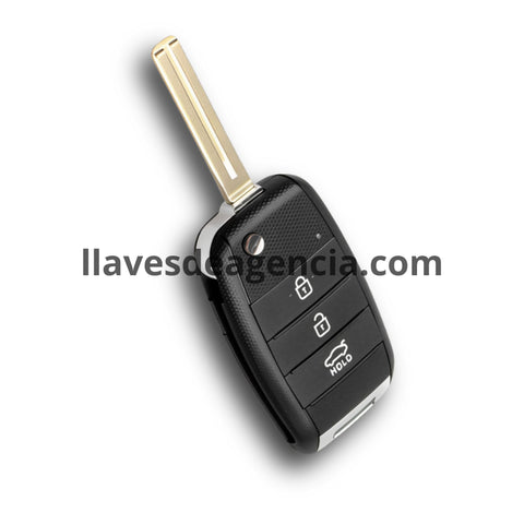 Carcasa de reemplazo para llave Kia Rio 2018, diseño de 3 botones con cajuela, incluye lámina virgen sin cortar, material ABS resistente, repuesto de calidad