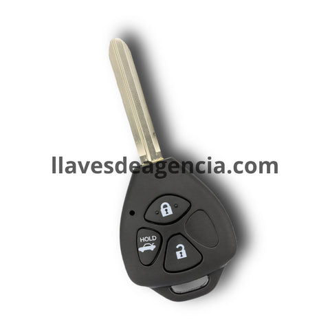 Carcasa llave Toyota 3 botones compatible 4Runner Hilux RAV4 Yaris Matrix Camry Corolla, cerrar abrir pánico, cierre por presión con click sin tornillos, incluye llave virgen y botones de goma, repuesto premium