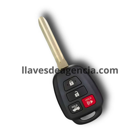 Carcasa llave Toyota 4 botones compatible RAV4 Prado Yaris Prius Highlander Sequoia Tundra Tacoma Reiz Corolla Vios Camry 2012-2017, cerrar abrir cajuela pánico, cierre por presión con click sin tornillos, incluye llave virgen y botones de goma, repuesto premium
