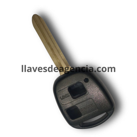 Carcasa llave Toyota Lexus 2 botones compatible Yaris Prado Corolla RAV4 Avensis Tarago Land Cruiser 1998-2007, abrir cerrar, incluye llave virgen sin cortar y tornillos, NO incluye botones de goma, repuesto premium