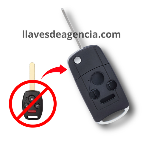 Carcasa tipo navaja abatible flip para convertir llave fija Honda en llave plegable todo-en-uno, compatible con Accord, Civic, CR-V, Insight, Ridgeline, Crosstour 2003-2014, 4 botones con cajuela, llave escondida por costado, base de metal premium