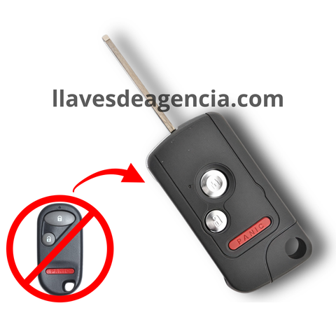 Carcasa navaja abatible flip Honda Fit CR-V Pilot Civic Accord 2003-2013 3 botones pánico base metal convertir llave fija