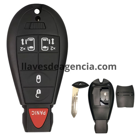 Carcasa de reemplazo Fobik 5 botones Dodge Grand Caravan Voyager Chrysler Town Country VW Routan 2008-2020 abrir cerrar pánico puertas corredizas con tapadera batería lámina virgen sin electrónica