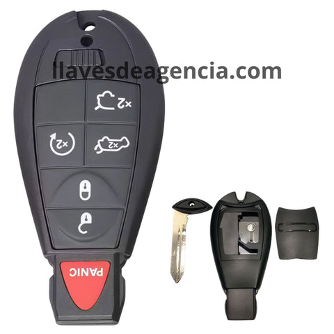 Carcasa de reemplazo Smart Key 6 botones Chrysler 300M Dodge Durango Jeep Grand Cherokee abrir cerrar pánico cajuela arranque remoto cristal trasero con tapadera trasera cambio fácil batería sin electrónica