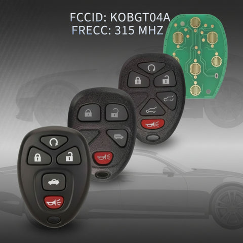 Control remoto KOBGT04A 315MHz Chevrolet Silverado Suburban Tahoe GMC Sierra Yukon Buick Enclave Cadillac DTS Saturn
