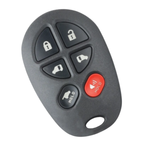 Carcasa control remoto Toyota 6 botones compatible Sienna Tacoma Tundra Highlander Sequoia 2008-2012, cerrar abrir puertas laterales corredizas cajuela pánico, cierre por presión con click sin tornillos, incluye botones de goma