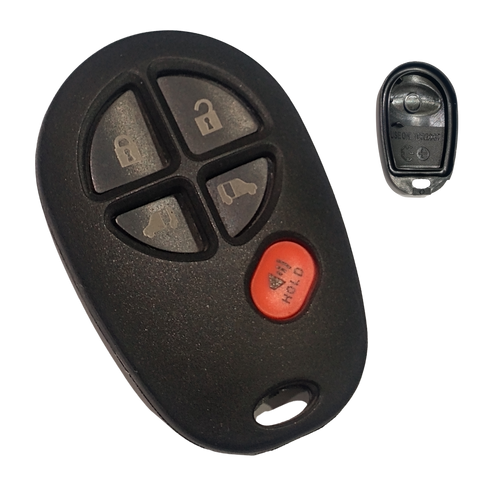 Carcasa control remoto hueca Toyota 5 botones compatible Sequoia Highlander Sienna Tacoma Tundra Camry Solara Avalon 2004-2013, cerrar abrir puertas laterales corredizas izquierda derecha pánico, tipo llavero sin electrónica, solo cubierta externa, repuesto para control maltratado