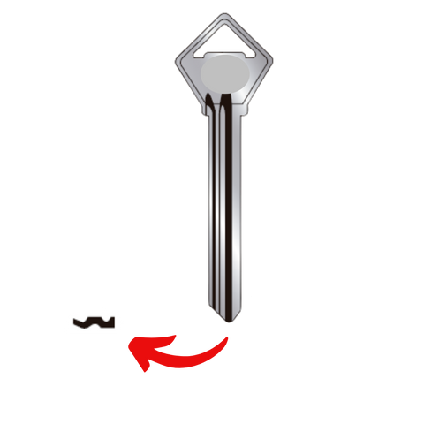 Llave virgen ARCA AR-49 fabricada en bronce con cubierta de níquel, compatible con Austral AR-49, Alba F49 y JMA ACA-1D para candados y cerraduras cilindro, requiere corte por cerrajero profesional