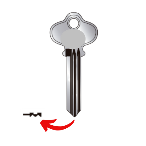 Llave virgen CORBIN CO-ILL fabricada en bronce con cubierta de níquel, compatible con Austral CO-ILL, Alba E1LL y JMA COR-32 para candados y cerraduras cilindro, requiere corte por cerrajero profesional