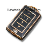 Funda Antiarañazos TPU Negro Brillante para Llave Inteligente Jeep Grand Cherokee L Grand Wagoneer Dodge Obsidian II - 5 Botones Abrir Cerrar Arranque Cajuela y Pánico