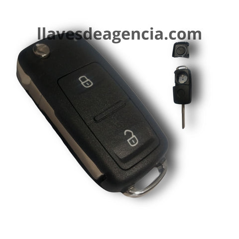 Carcasa abatible 2 botones para llave Volkswagen Golf MK6, Jetta, Passat, Tiguan, Polo, Seat y Skoda, repuesto de calidad