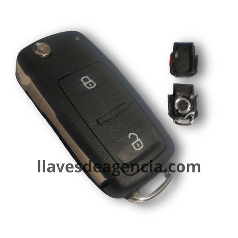 Carcasa abatible 2 botones para llave VW Jetta, EuroVan, Sharan y Touareg 2000-2011, repuesto de calidad original