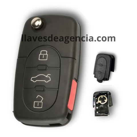 Carcasa abatible 3 botones para llave VW Jetta, Golf, Beetle, Passat y Audi 1999-2004, repuesto de calidad original