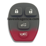 Detalle botonera goma repuesto control remoto Chevrolet Suburban Tahoe Malibu GMC Pontiac Buick Hummer H3 4 botones cristal cajuela