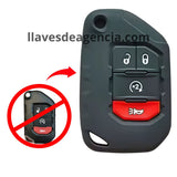 Funda protector silicón llave navaja abatible flip 4 botones Chrysler Jeep Dodge cerrar abrir cajuela arranque remoto negro calidad horno antiderrapante