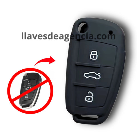 Funda de silicón negro 3 botones para llave Audi A1, A3, A4, A6, Q3, Q7 y TT 2005-2013, protección completa contra golpes