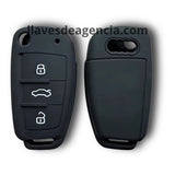 Funda de silicón negro 3 botones para llave Audi A1, A3, A4, A6, Q3, Q7 y TT 2005-2013, protección completa contra golpes