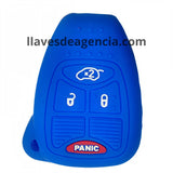 Funda protector de silicón para llave inteligente Chrysler Jeep Dodge 4 botones cerrar abrir cajuela pánico, calidad de horno antiderrapante resistente a altas temperaturas caídas golpes y mojadas