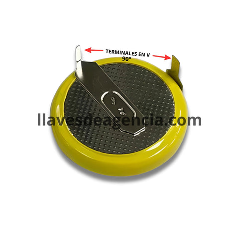 Batería recargable LIR2025 3.6V con terminales soldables en V a 90 grados para llaves inteligentes BMW Mercedes-Benz Land Rover Mini Cooper