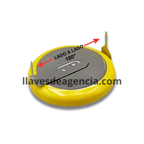 Batería recargable LIR2032 3.6V con terminales soldables a 180 grados lado a lado para llaves inteligentes BMW Mini Cooper