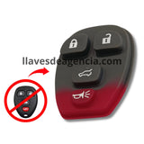 Botones de goma control remoto Chevrolet 4 botones abrir cerrar cajuela pánico repuesto vista frontal