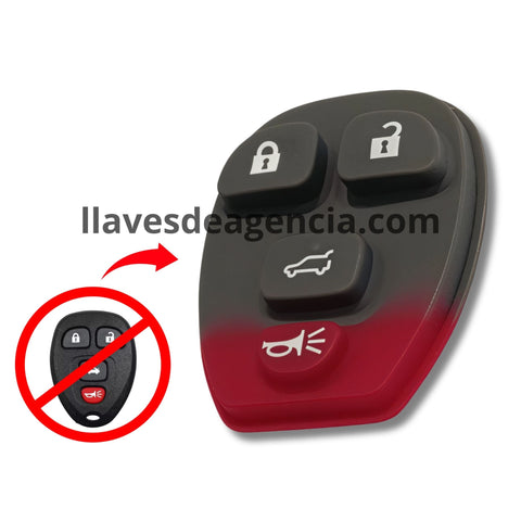 Botones de goma control remoto Chevrolet 4 botones abrir cerrar cajuela pánico repuesto vista frontal