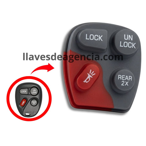 Botones de goma control remoto Chevrolet Blazer S10 Silverado Suburban Tahoe GMC Jimmy Sierra Sonoma Yukon 4 botones cajuela pánico repuesto
