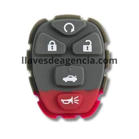 Detalle botonera goma repuesto control remoto Chevrolet Tahoe Suburban Avalanche Malibu 5 botones cajuela arranque remoto pánico
