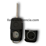 Carcasa abatible 4 botones interior blanco para llave VW Sharan Golf Tiguan Seat León Ibiza Altea Skoda Octavia, configuración puertas laterales corredizas izquierda y derecha sin botón pánico, repuesto compatible aftermarket