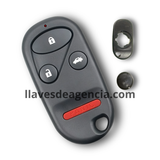 Carcasa control remoto tipo llavero Honda Civic CR-V S2000 Accord Jazz Fit Odyssey con 4 botones abrir cerrar cajuela pánico, tapadera especial para fácil extracción de pila CR2032, sin llave física integrada, cuelga como llavero