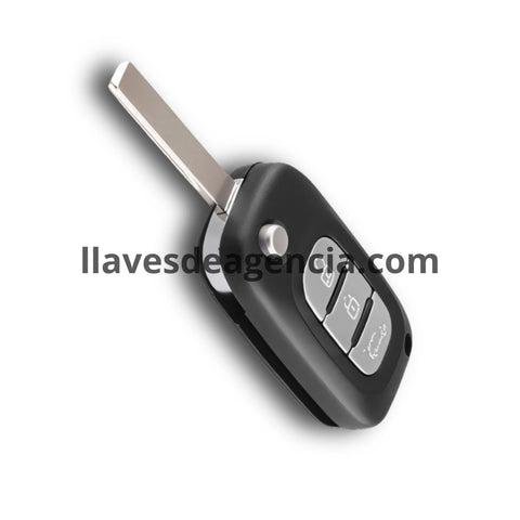 Carcasa de reemplazo para llave abatible tipo navaja flip Renault 3 botones cerrar abrir cajuela compatible con Fluence, Megane, Laguna, Scenic, Clio, Kangoo 2009-2015, llave plegable, incluye lámina virgen sin cortar, base de metal resistente, repuesto de calidad premium