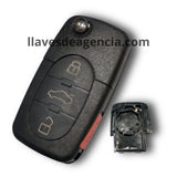 Carcasa de llave abatible tipo navaja flip para Volkswagen Golf 4 5 6 Jetta A4 Passat B5 B6 Polo Bora Touran Beetle Audi A3 A4 A6 A8 Skoda Seat con 4 botones abrir cerrar cajuela pánico compatible con batería CR2032