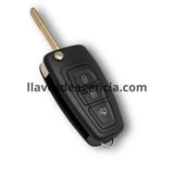 Carcasa de reemplazo para llave abatible tipo navaja flip Ford 3 botones abrir cerrar cajuela compatible con Transit Ecosport Escape Fiesta Focus Ranger Mondeo Galaxy C-Max S-Max Kuga llave TIBBE sistema cilíndrico repuesto