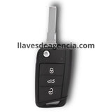 Carcasa de repuesto llave abatible para Volkswagen Golf MK7 Golf VII Jetta Passat Tiguan Touran Polo Skoda Octavia A7 Seat León Ibiza Altea con 3 botones abrir cerrar cajuela, perfil HU162T, incluye hoja virgen bronce níquel acabado latón